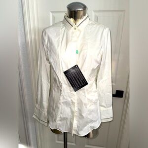 NWT Brunello Cucinelli white button down blouse with beaded detailing Large